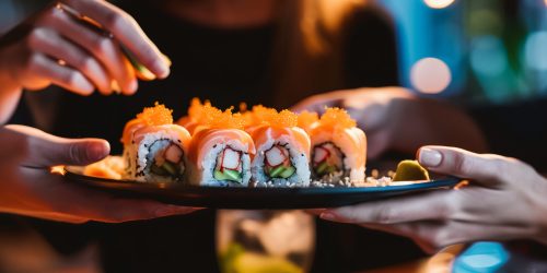 close-up-people-eating-sushi
